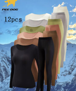 12pcs Autumn/Winter Set, Long Sleeve Thermal Underwear, Thermal Underwear, Must-Have for Layering, Classic Underwear, Seamless Design, Elastic Fabric, Essential for Cold Weather, Thermal Wear, Women's Thermal Wear, Autumn/Winter Fashion Must-Have
