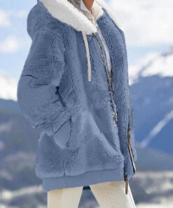 Women'S Elegant Fleece-Lined Hooded Winter Coat with Plush Collar & Striped Pattern - Luxurious All-Season Long Jacket, Front Button Closure, Machine-Washable, Relaxed Fit for Casual & Formal Occasions, Soft Warm Outerwear for Office & Casual Attire, Durable High-Quality Fleece Lining, Winter Coat for Women, Fleece Jacket, Fleece Jacket Women, Womens Hoodies, Jackets For Women, Hoodies For Women, Winter Clothes For Women