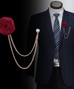 Colorful Rose Flower Lapel Pin with Chains