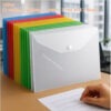 Plastic Envelopes, 10Pcs A4 Size File Folders, Clear Document Organizer With Snap Button