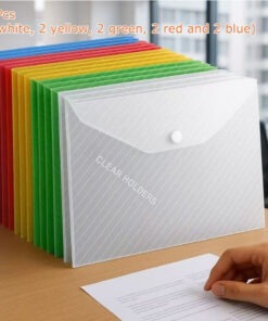 Plastic Envelopes, 10Pcs A4 Size File Folders, Clear Document Organizer With Snap Button