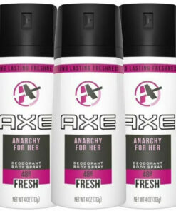 3 Pack Axe Anarchy for Her Body Spray 48 Hour Non Stop Fresh, Hard to Find Product, Rare, 5 Ounces Each