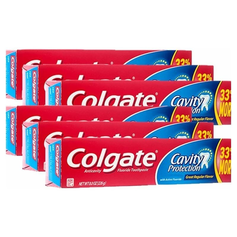 Colgate Cavity Protection Fluoride Toothpaste Regular Flavor - 8 oz, Pack of 6