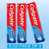 Colgate Cavity Protection Fluoride Toothpaste 3-pack, each tube 8.4 ounces, ideal for daily strengthening of teeth and refreshing breath, a must-have value set for families,Christmas gifts for family members
