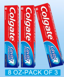 Colgate Cavity Protection Fluoride Toothpaste 3-pack, each tube 8.4 ounces, ideal for daily strengthening of teeth and refreshing breath, a must-have value set for families,Christmas gifts for family members