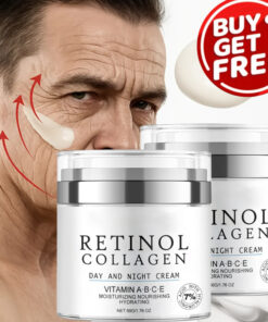2pc Retinol Face Cream - Collagen Cream with Retinol & Hyaluronic Acid - Deep Moisturizing & Firming Cream for Face, Retinol Moisturizer For All Light Beige Types, Day And Night Use, Glowing Skin Care, Man Face Firming Cream,1.7fl.oz/1PC