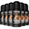 6 Pack Axe Dark Temptation Travel Spray for Men, TSA Approved, Aluminum Free, 48 Hour Odor Protection, Dark Chocolate Scent, Spray, 3 oz Each