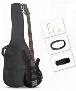 Do Not Sell on 44 Inch GIB 5 String HH Pickup Laurel Wood Fingerboard Electric Bass Guitar with Bag and other Accories Black
