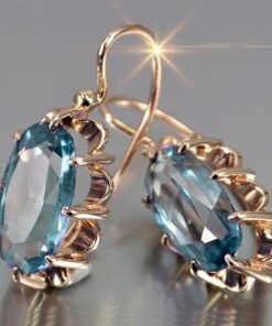 Fashion Bridal Wedding Hanging Earrings Claw Setting Oval Blue Earrings Women's Jewelry Gifts
