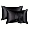 A Pair of Solid Color Satin Smooth And Soft Pillowcases