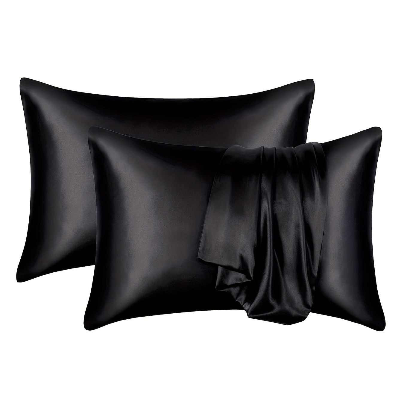 A Pair of Solid Color Satin Smooth And Soft Pillowcases