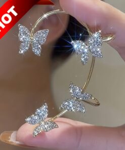 French-style Golden Sparkling Butterfly Luxury Butterfly Earrings