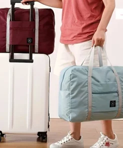 1pc Foldable Canvas Travel Duffel Bag - Large Capacity Lightweight Handbag with Zipper Closure, Assorted Colors, Fashionable Design for Lingerie, Clothes, Jeans, Bath Towels & Socks, Durable & Stylish Storage Organizer, Travel Bag, Versatile Carryall, Stylish Letter Pattern, Sturdy Handle Construction