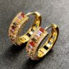 Trendy Channel Setting Rectangle Cut Topaz Vice Stone Ziconia Hoop Earrings for Women Bridal Wedding Party Earring Jewelry