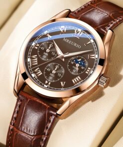 Stylish Business Men's Quartz Watch, Synthetic Leather Strap