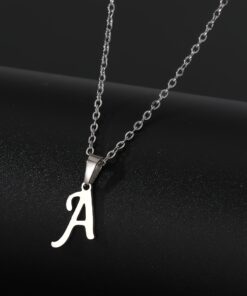Stainless Steel Minimalist 26-Letter Pendant Necklace - Hip-Hop & Everyday Unisex Jewelry, Initial Gift for Women & Men, Durable Year-Round Wear, Necklace, Daily Wear Accessory, Modern Jewelry, Polished Finish