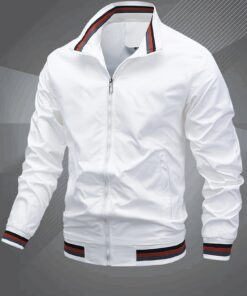 Men's Classic Design Baseball Collar Jacket For Spring Fall, Men's Bomber Jacket Windbreaker Jacket