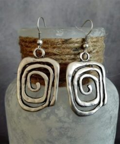Handcrafted Golden Earrings With Geometric Circles