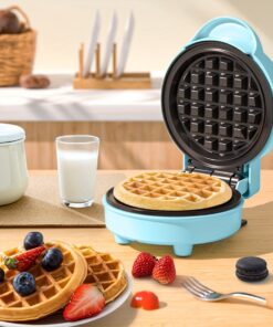 Easy-Clean Mini Waffle Maker with Non-Stick Coating - BPA-Free, 110V Plug-In Round Waffle Pan for Perfect Breakfasts at Home