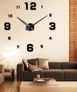 47 Inch Large Modern Minimalist Frameless Mirror Wall Clock - Silent Non-Ticking Quartz Movement, Black Hands & White Face, Round Clock for Living Room, Bedroom, Office, Cafe, Bar - Easy-to-Read Large Numbers, Black/White/Gray/Beige Decor, 3D DIY Design with Mute No Drip Mechanism, Automatic Chime Off, (No Maintenance Required)