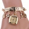 Women'S Bracelet Watch LOVE Alphabet Alloy Quartz Watch Flower Decor Tonneau Dress Watch Ladies Exquisite Casual Watch