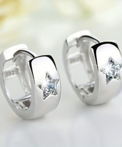 Gypsy Inlay Zirconia Star Hoop Earrings Bridal Wedding Party Earrings Simple Accessories