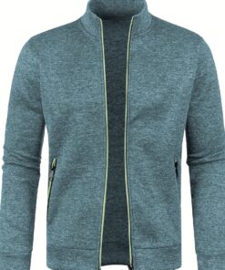 Elegant Mid Stretch Cardigan, Men's Casual Full Zip Up Cardigan Sweater Coat For Fall Winter