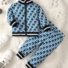 Baby Boy Winter Warm All-in-One Suit - Stand Collar Letter Print Jumpsuit with Matching Pants & Outfit, Machine Washable Clothes for & (First Walkers) - Casual Playwear & Photo Shoot Outfits, Perfect for Outdoor