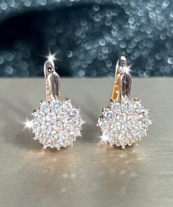 A Pair Of Luxurious Atmospheric Sunflower Filled with Synthetic Zirconia Decoration Earrings, Earrings, Wedding Jewelry, Bridesmaid Gifts, Gifts for Wife, Valentine's Day Gifts, Holiday Gifts, Suitable for Women, Party Jewelry, Elegant Earrings