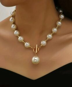 Faux Pearl Decor Necklace Elegant Short Clavicle Chain Necklace All Match Jewelry Accessories For Women