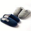 Men'S Casual Warm Plush Lining Slip on Striped Platform Slides, Unisex Comfortable Anti-Skid House Shoessuitable for Men & Women