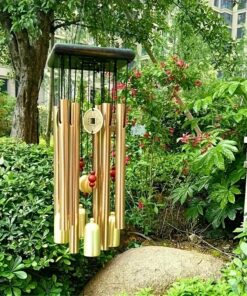 Heavy-Duty Waterproof Aluminum Wind Chimes for Outdoor Garden, Porch & Courtyard - Dark-Toned Hollow Round Rod Design, Wind-Powered Metal Art with Soothing Melodies, No Electricity Needed Elegant Decorative Ornaments