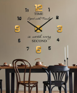 1pc Large DIY 3D Frameless Wall Clock, Decor Sticker DIY Clock Kit for Home Living Room Bedroom Office Wall Decorations (No Battery)