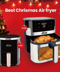 8.5/3.6QT Touch Air Fryer | Upgraded 8-in-1 Basket, Digital Touchscreen Display with 8-Presets, Air Fry, Bake, Roast, Broil in Minutes, Black (Touchscreen Series), YMS Brand, Stainless Steel Basket, 1500W Power, 120V Voltage