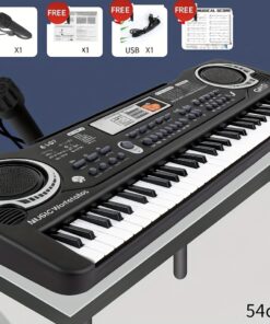 61-Portable Electronic Keyboard- 16 Tones 10 Rhythms with Microphone& Power Supply, Foldable Design Beginners(Includes Music Score), Keyboard Piano, Portable Keyboard Piano, Keyboard for, Beginner Keyboard, Home Practice, Lightweight Instrument