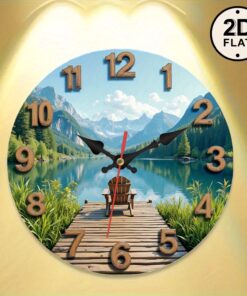 1pc Large Face Modern Minimalist Round Wall Clock - Silent Non-Ticking Quartz Movement, Wood/Plastic Frame with Black Hands & White Face, Large Wall Kitchen Clock Extra Large, Windmill Clock, Clock Wall Clock, Extra Large Wooden Wall Clock
