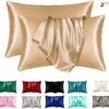 2-Pack Satin Pillowcases, Light Beige-Friendly and Hair-Friendly, Soft, Breathable, Smooth, and Cooling Pillowcase Set for Sleeping