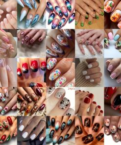 24pcs/ 1pack Nail art random combination set, fashionable mixed colors, high-end texture, wearable nails, multi-color nail art, suitable for Women's nail art essential, charming appearance, rhinestone decoration, nail with fake nails, Special