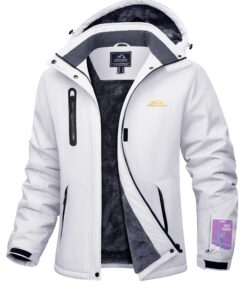 Women'S Windproof Thermal Ski Jacket - Cold Weather Winter Coat with Full-Zip Closure, Adjustable Hood & Cuffs, 5-Pocket Design (2 Exterior/Interior), Lightweight Shell for Skiing, Snowboarding, Hiking - White/Black Color Options - Ideal for Beginners & Experts, Snowboarding Gear, Sporty Outerwear, Durable Construction, Outdoor Enthusiasts
