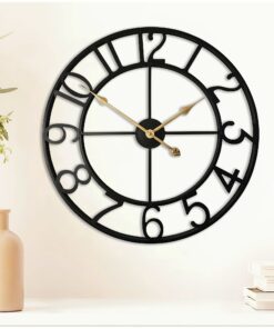 24/30 Inch Large Metal Wall Clock for Home Decor Wrought Iron Art Clock Oversized Silent Battery Operated, Vintage Industrial Decorative Clocks for Living Room, Kitchen, Bedroom, Office
