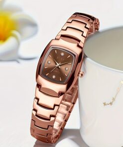 Rose Golden Women'S Business Quartz Watch - Elegant Analog Display with Black Dial & Accents, Rectangular Alloy Case, Non, Perfect for Casual or Professional Wear