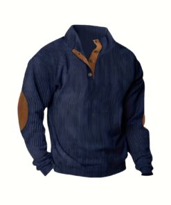 Men's Heavyweight 450g Corduroy Jacket with Stand Collar & Button - Warm Winter Outdoor Coat, Anti-Static Casual Button- Blazer (S-XXXL) | Machine Washable Loose Fit for Cold Weather & Layering, Corduroy- Button-Front Design,