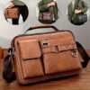1pc Fashion Men'S Briefcase - Large Capacity Business Folder with Adjustable Shoulder Straps, Zipper Closure (Black/ Brown/ Dark/ Light Brown) - Lightweight And Durable for Everyday Commuting