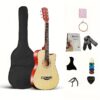 38 Inch Basswood Acoustic Guitar Suitable for Beginners - All Basswood, Folk Style, Ideal Choice for Practice And Performance - Wood/black Optional