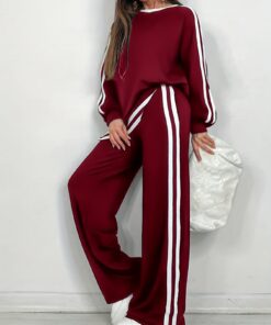 Plus Size, Women's Plus Size Black Casual Jogger And Pants Set- Elegant Long Sleeve, Loose Fit, with Pockets, Comfortable Polyester-Rayon Blend, Casual Wear, Loose Fit Joggers