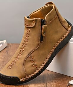 GREKS Men'S Handmade Zip-Up Ankle Boots For Outdoor Casual Wear In Large Sizes, Ideal For Spring And Fall