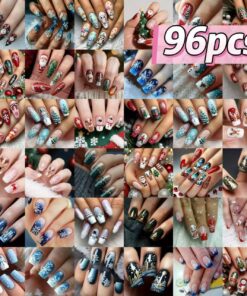 96pcs Christmas-themed Items, Shipped Randomly. Styles Include Snowmen, Snowflakes, Reindeer, Santa Claus, Christmas Trees, And Christmas Scenes for Nail Art., Holiday Nail Designs, Festive Manicure Accents, Holiday Nail Decorations, Christmas Nail