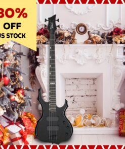 GLARRY 4-String H-H Pickup Electric Bass Guitar, Cool Buring Fire Style, for Right Hand, Bass Kit with Amp Cable, Bag, Strap and Cord, for Beginner Adults, All Experiance Level