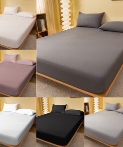 1pc Solid Color Matte Fitted Sheet - Dark Gray Bed Sheet with Deep Pocket up to 11.42inch, Soft Durable Fabric, Machine Washable for Modern Bedroom Decor, Bed Accessories, Bedroom Essentials, Brushed Finish, Quality Craftsmanship