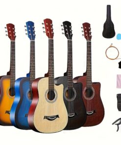 38 Inch Matte Acoustic Guitar - Ideal for Newcomers And Adults, Great for Gatherings And Occasions, Easy to Play, Made with Oak Panels And ABS Nuts, A Wonderful Present for Christmas Or Halloween